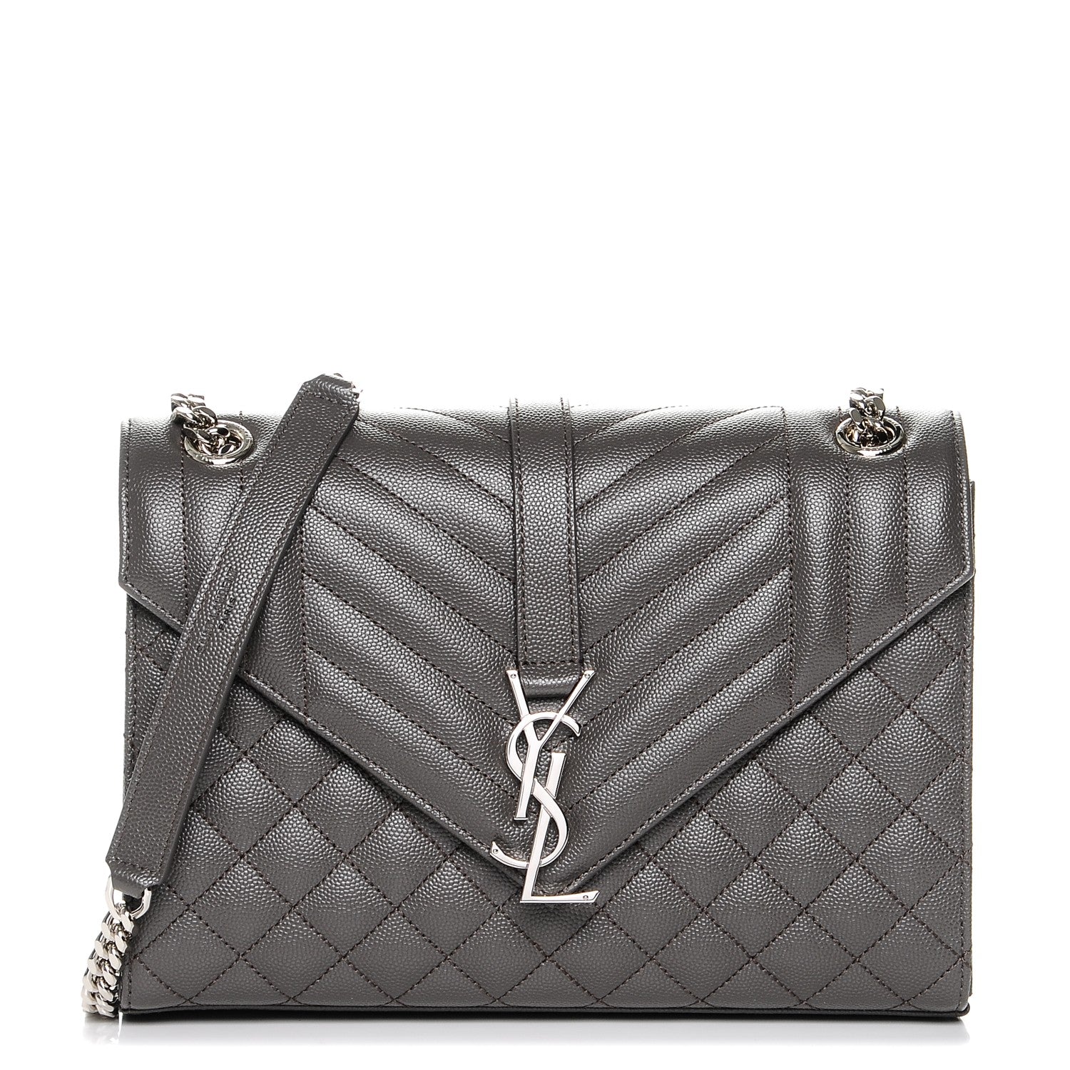Saint Laurent Grain De Poudre Textured Mixed Matelasse Medium Triquilt Monogram Satchel Earth 1 of 5