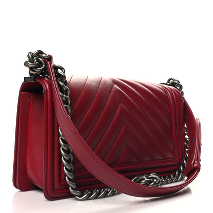 Chanel Calfskin Chevron Quilted Medium Boy Flap Burgundy 3 of 13