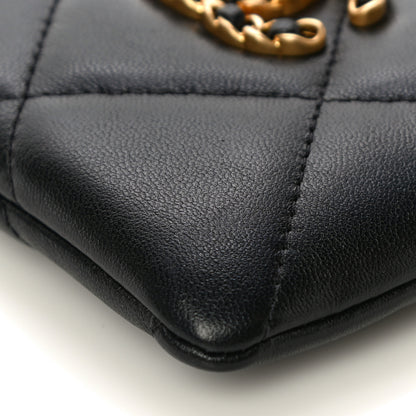 Chanel Lambskin Quilted Chanel 19 Zip Card Holder Wallet Black 10 of 11