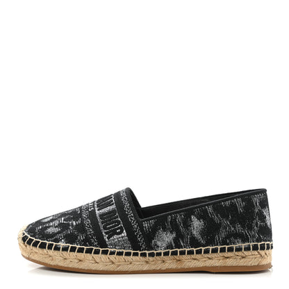 Christian Dior Lurex Embroidered Mizza Granville Espadrille 37 Metallic Grey Black 1 of 11