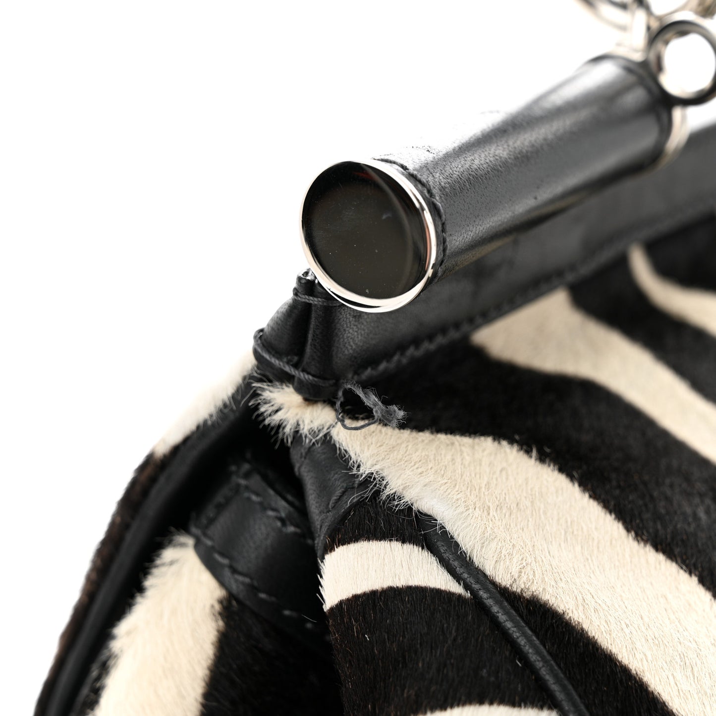 Calf Hair Zebra Print Large Miss Sicily Satchel Black White