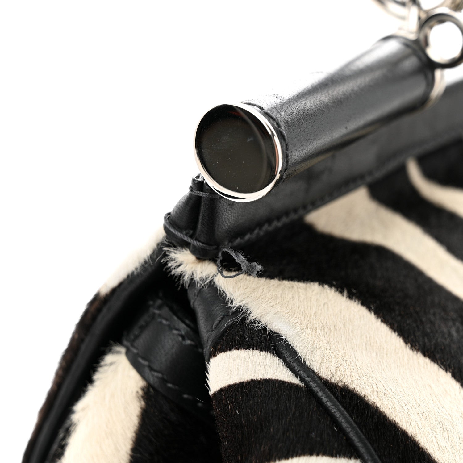 Dolce & Gabbana Calf Hair Zebra Print Large Miss Sicily Satchel Black White 10 of 13