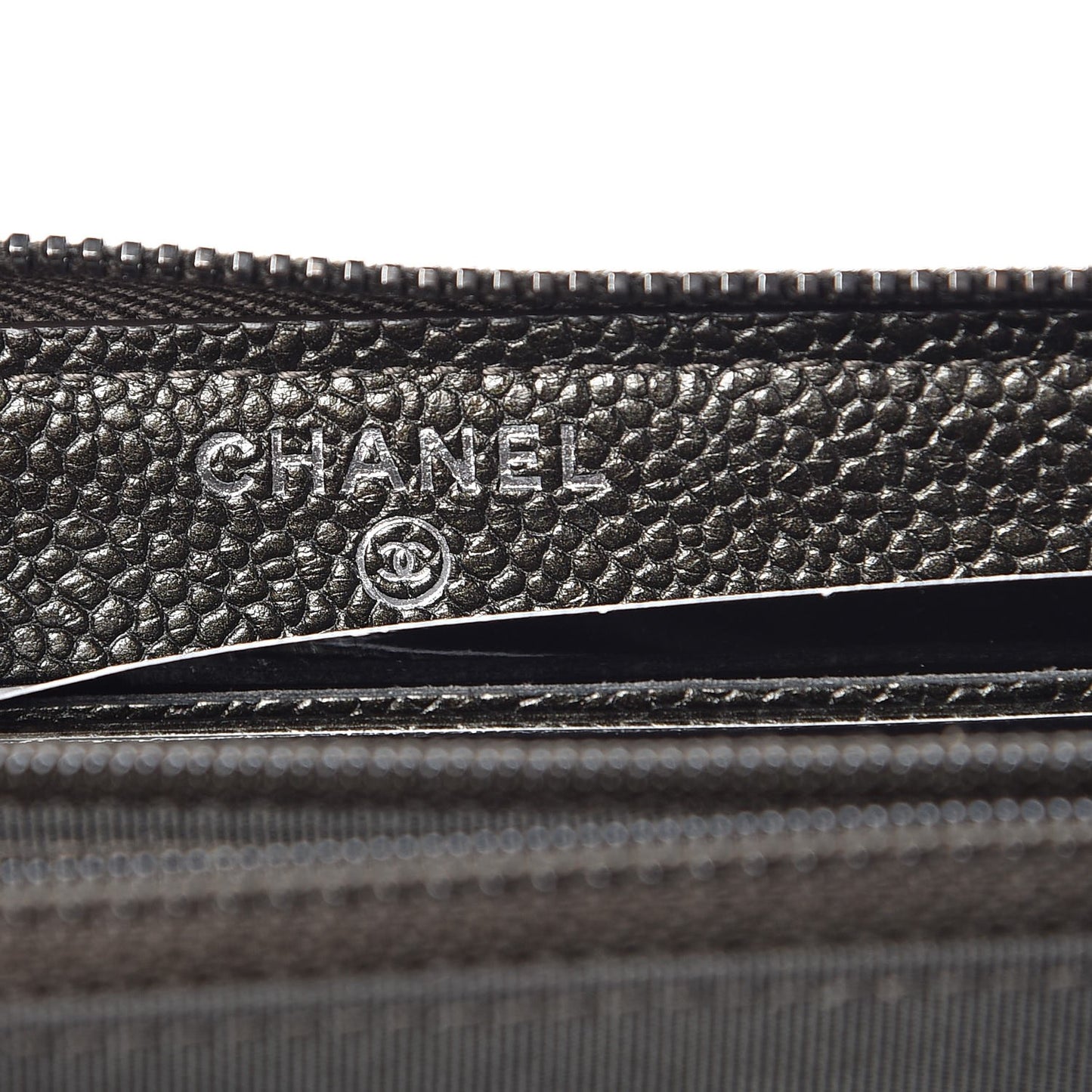 Caviar Quilted Small Zip Around Wallet Dark Charcoal