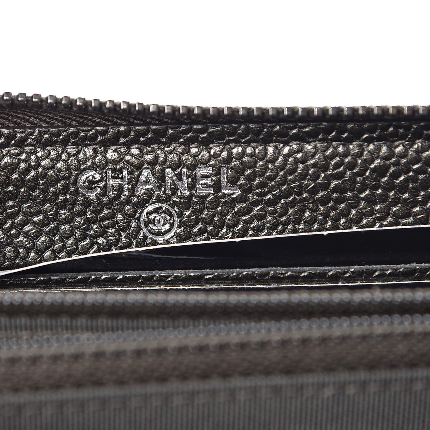 Chanel Caviar Quilted Small Zip Around Wallet Dark Charcoal 6 of 9