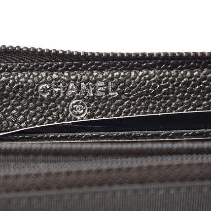 Chanel Caviar Quilted Small Zip Around Wallet Dark Charcoal 6 of 9