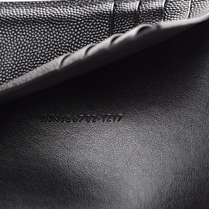 Saint Laurent Grain De Poudre Matelasse Chevron Small Monogram Passport Case Black 6 of 8