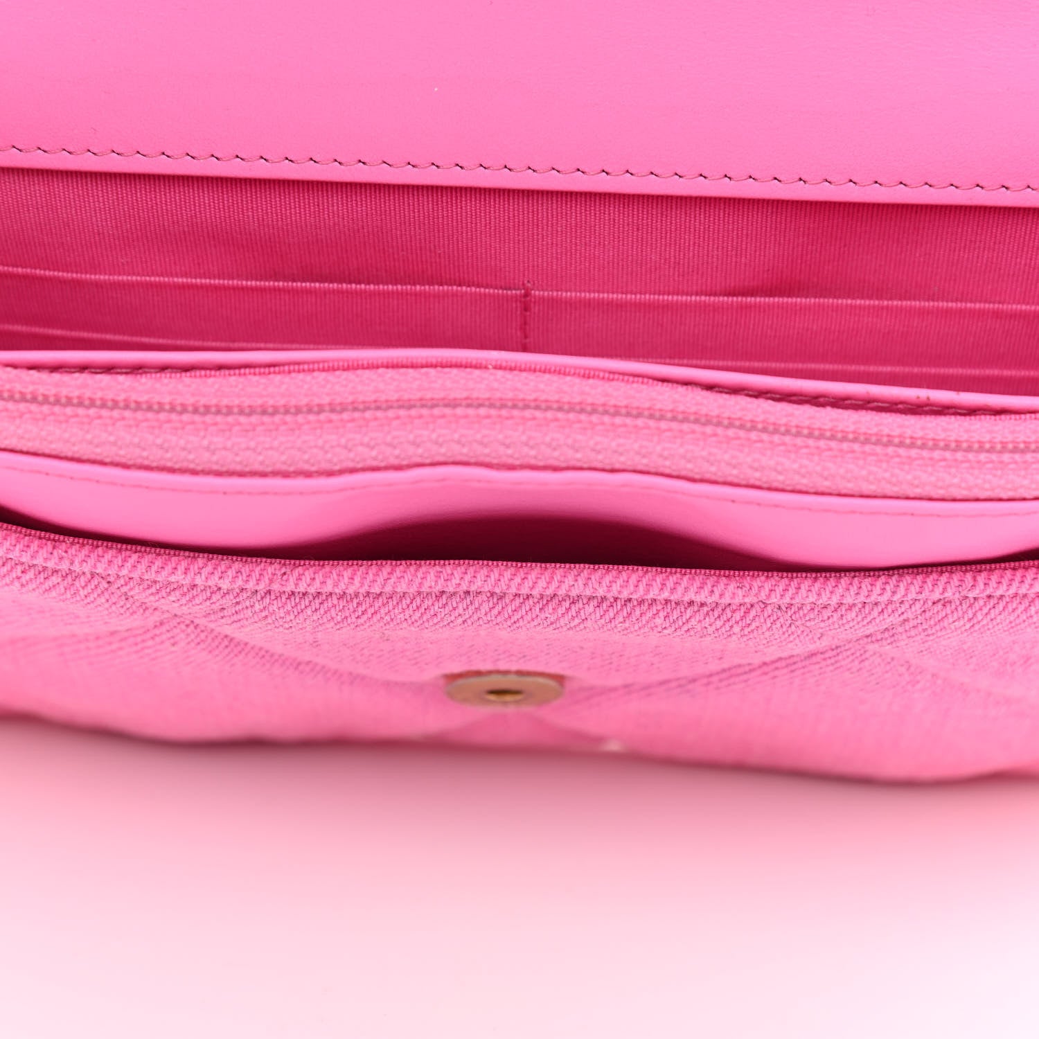 Chanel Denim Quilted Chanel 19 Wallet On Chain WOC Neon Pink 14 of 14