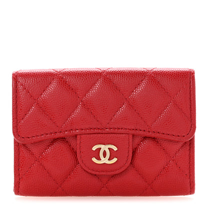 Chanel Caviar Quilted Flap Card Holder Wallet Red 1 of 11