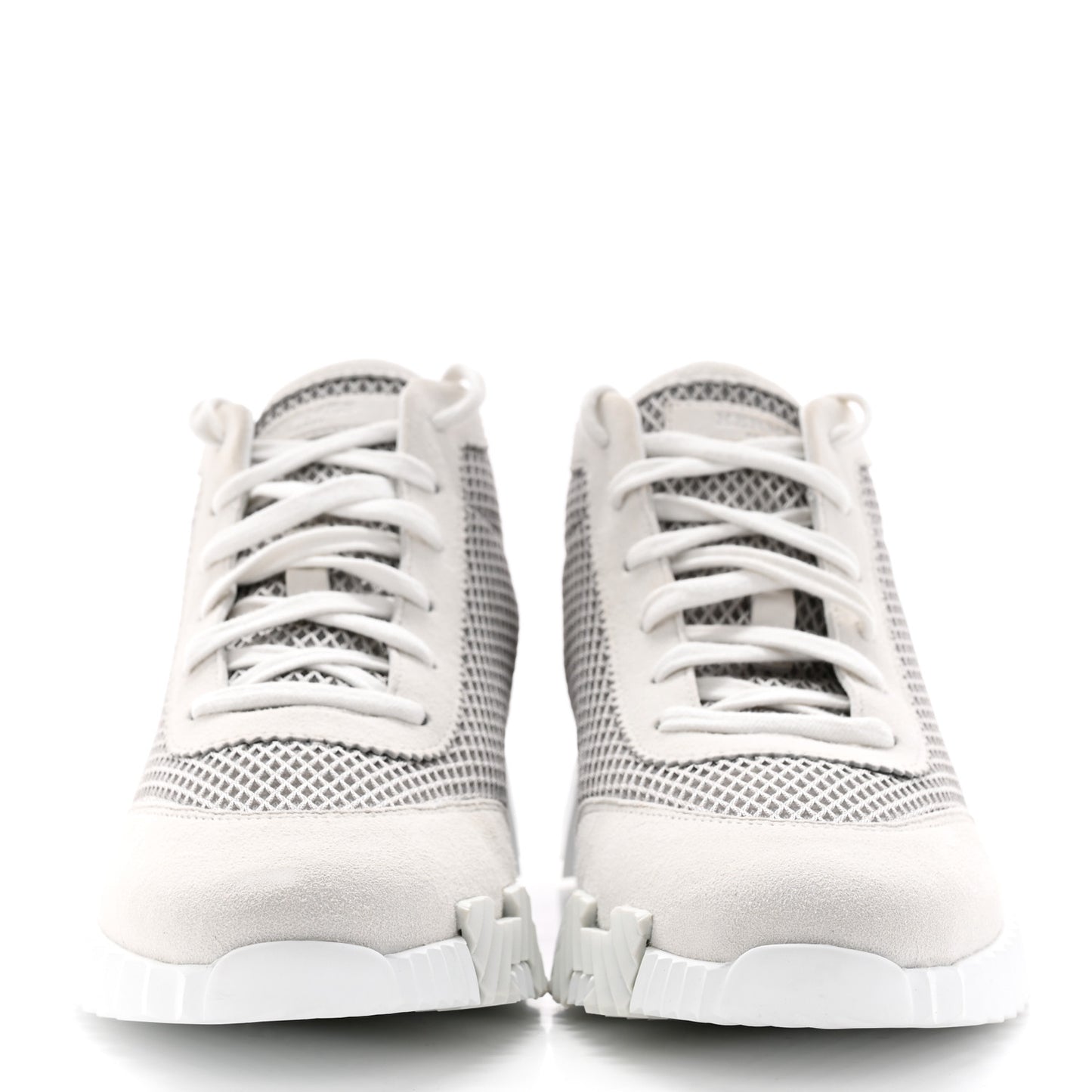 Goatskin Suede Mesh Hip-Hop High Top Sneakers 39 Gris Lulea White