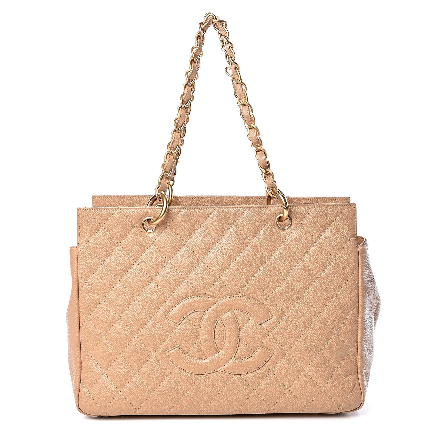 Caviar Quilted Grand Timeless Tote GTT Beige
