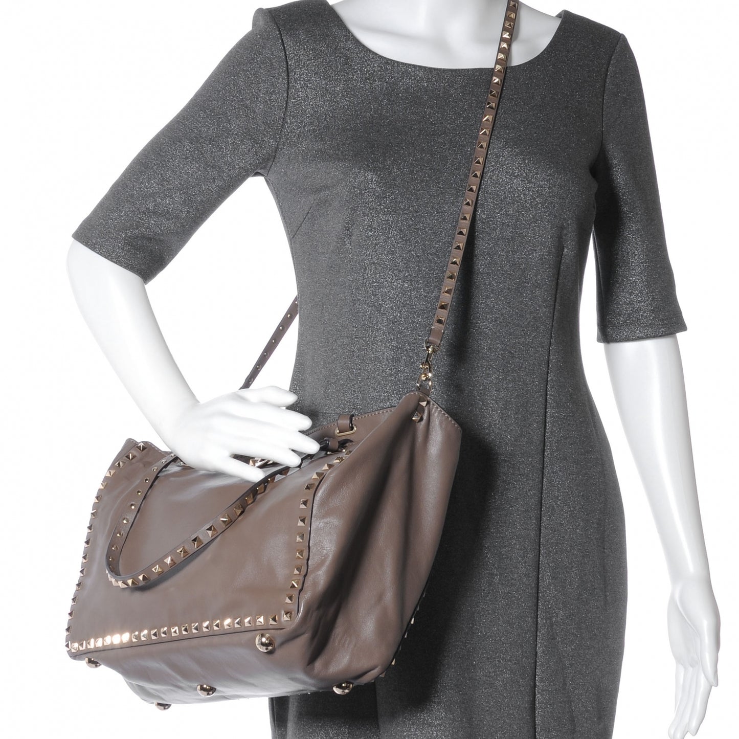 Vitello Medium Rockstud Tote Brun