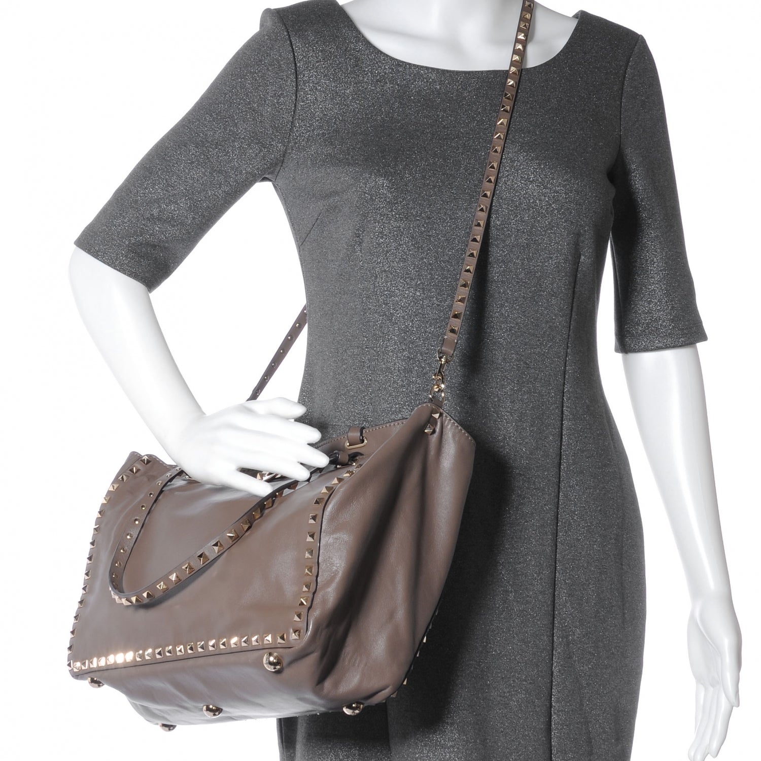 Valentino Garavani Vitello Medium Rockstud Tote Brun 2 of 8