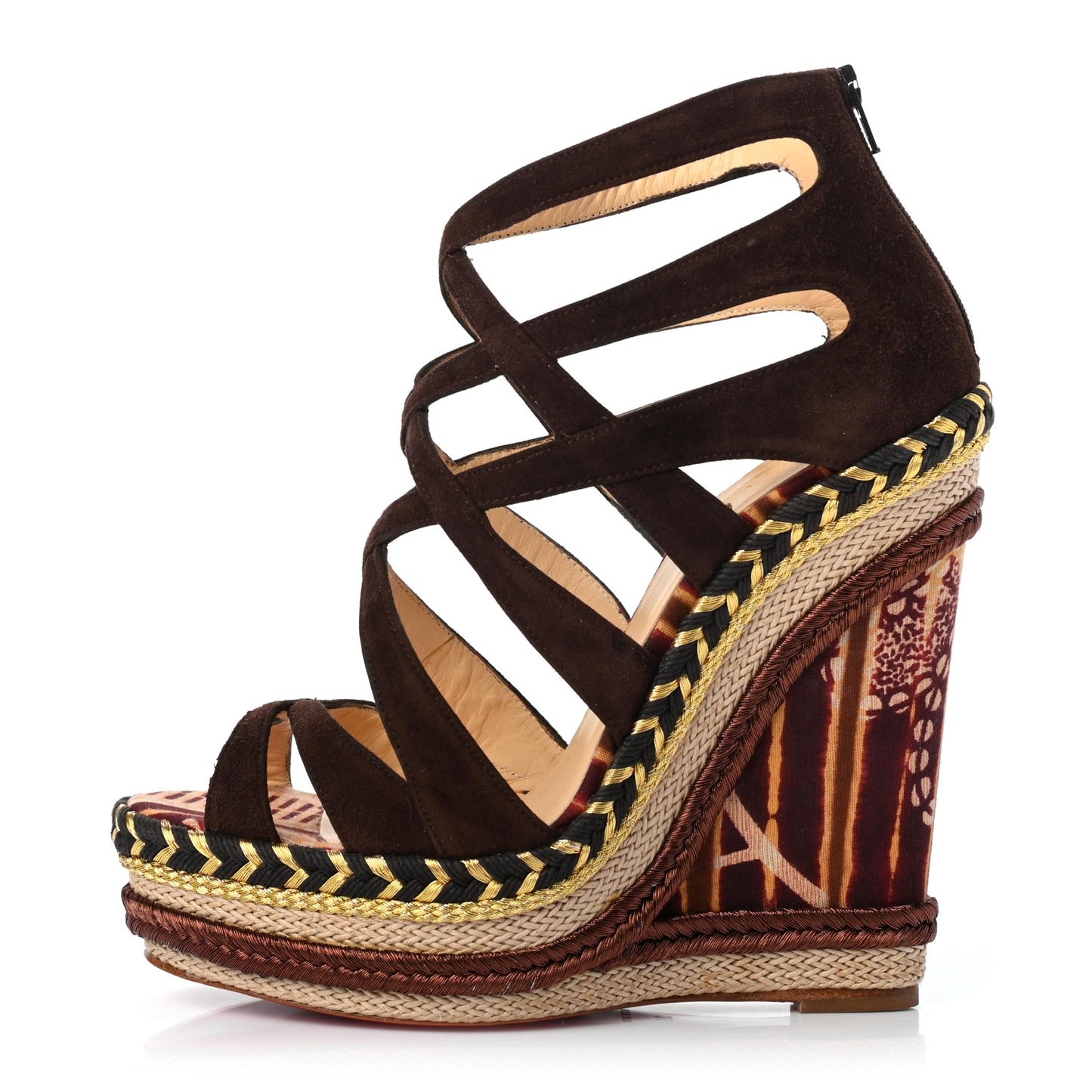 Suede Tosca 140 Platform Wedge Sandals 36 Chocolate