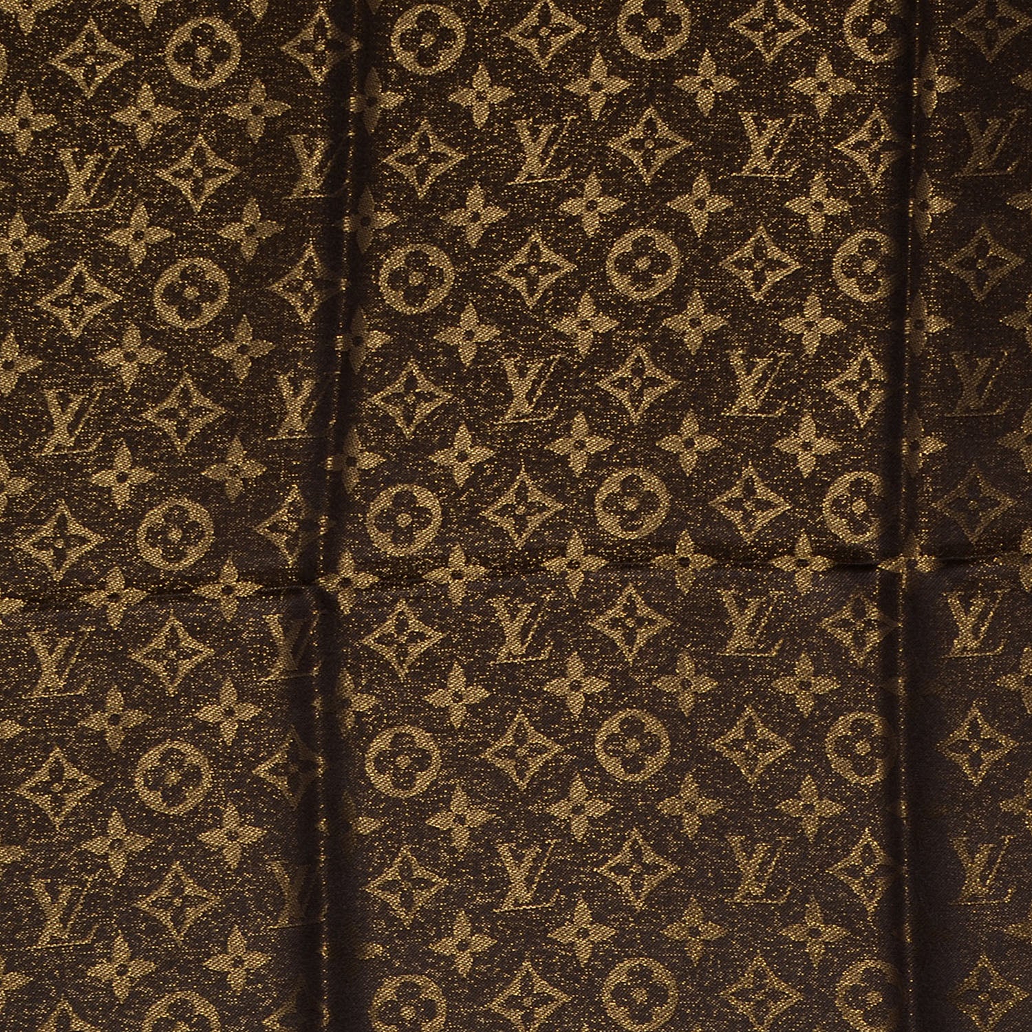 Louis Vuitton Silk Lurex Wool Monogram Shine Shawl Brown 1 of 5