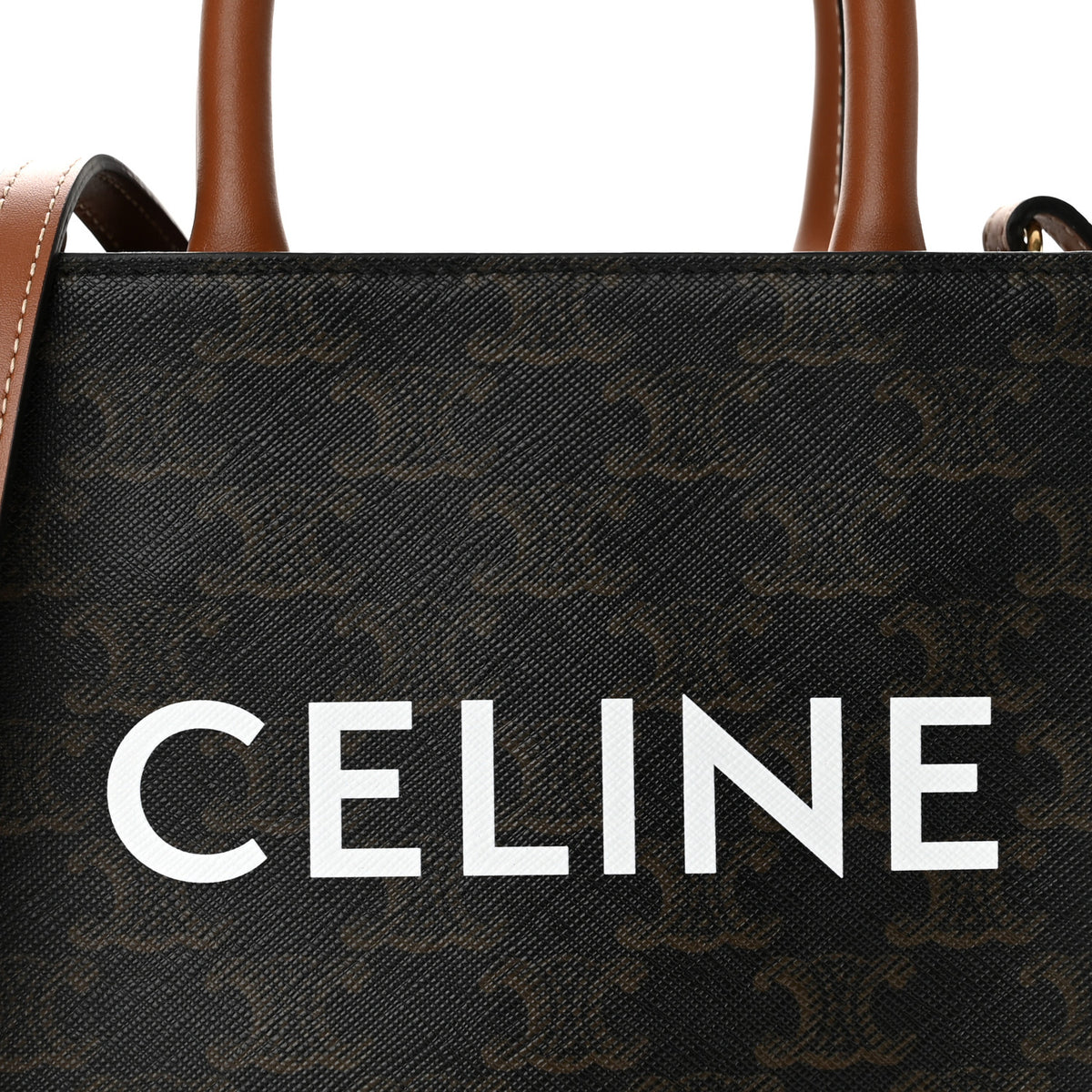 Triomphe Canvas Calfskin Mini Vertical Cabas Tan