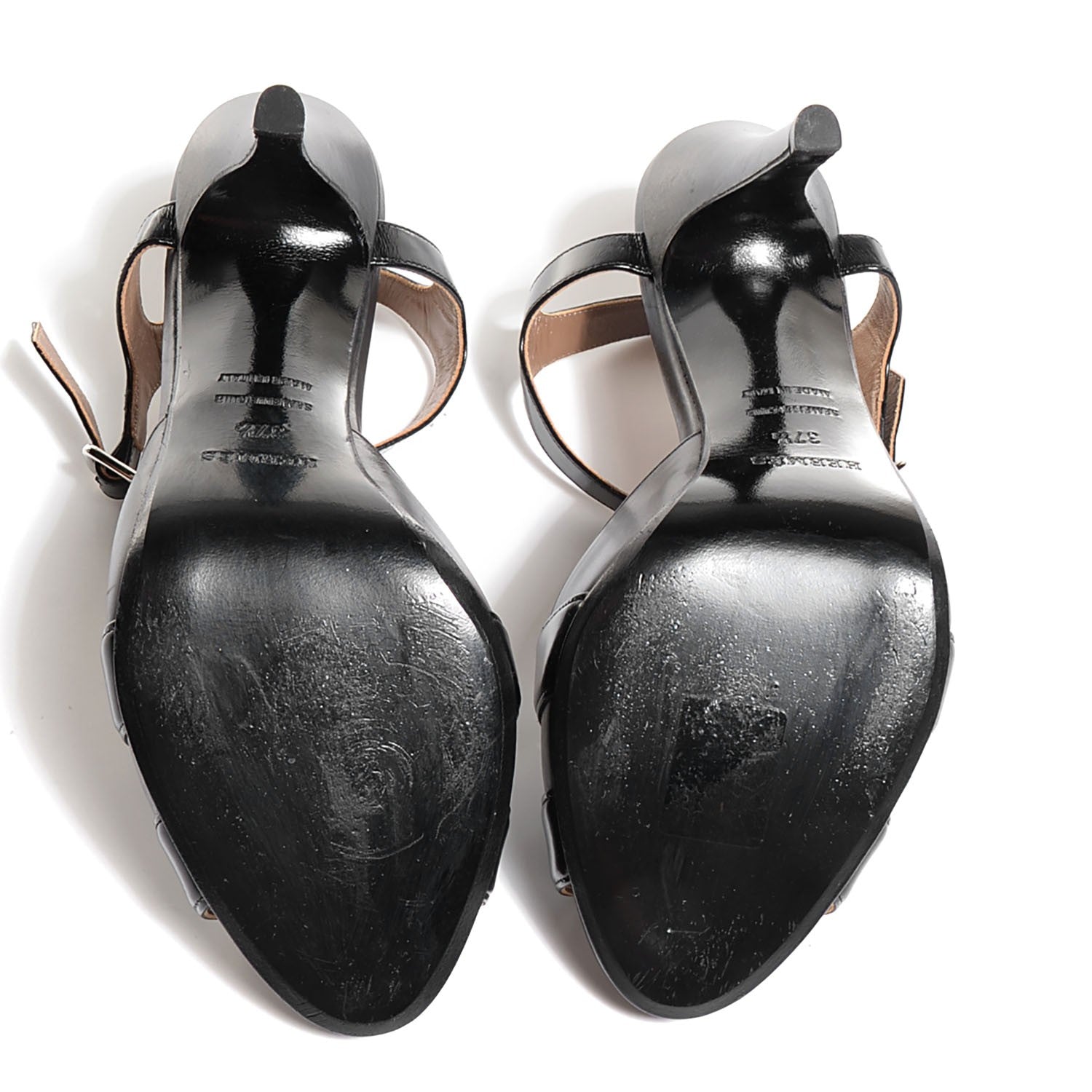 Hermes Nappa Initiale Sandals 37.5 Black 5 of 8