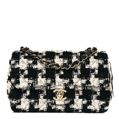 Chanel Tweed Quilted Mini Rectangular Flap Black Ecru White 1 of 12