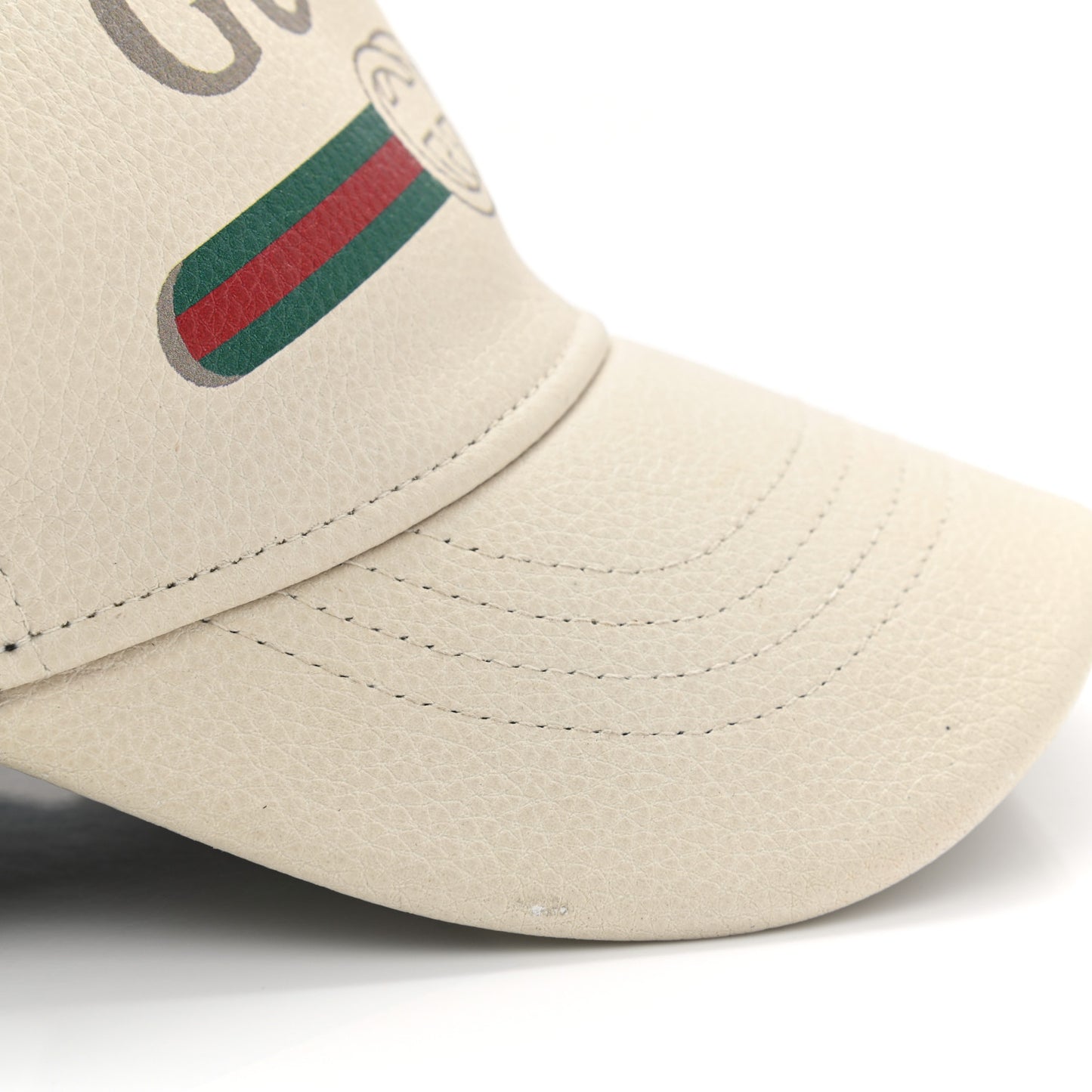 Grained Calfskin Logo Baseball Hat M 58 White