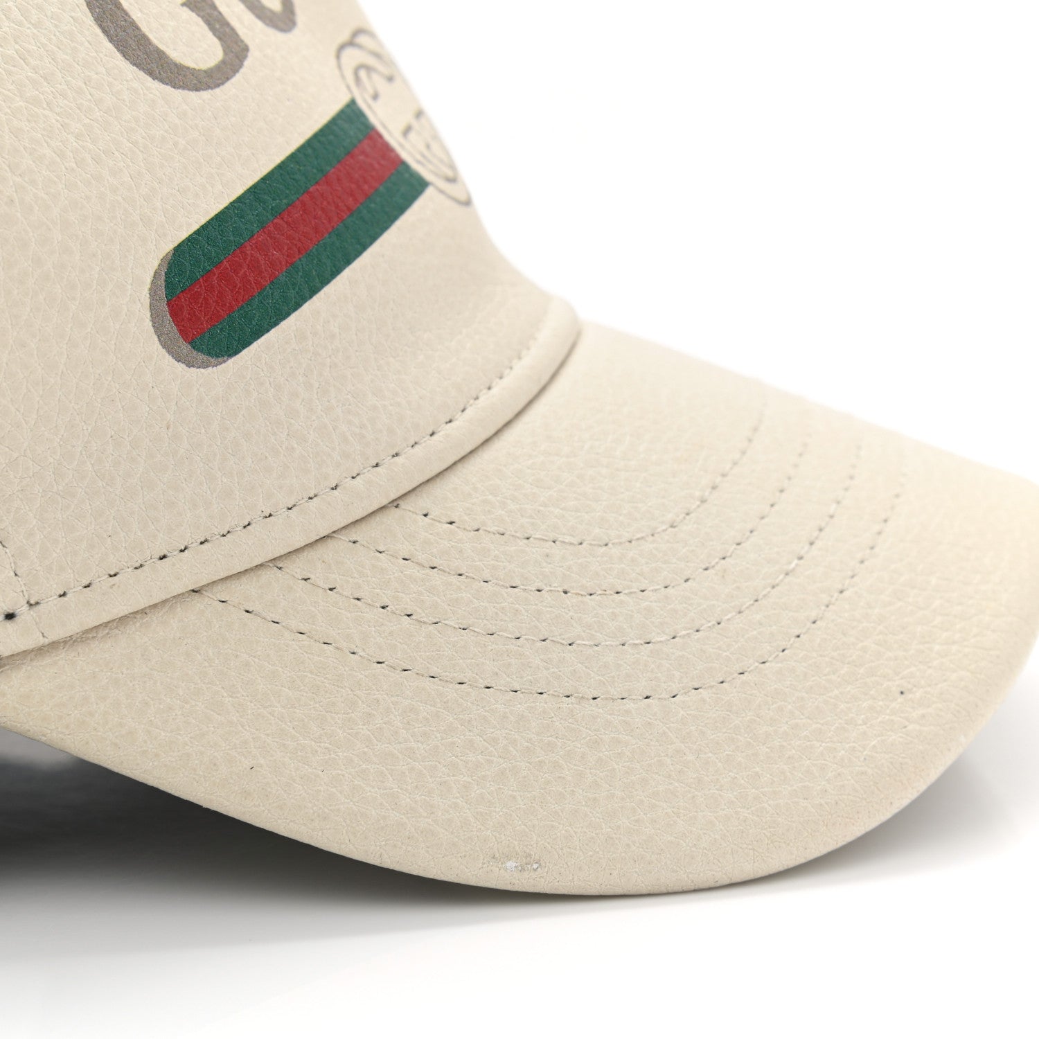 Gucci Grained Calfskin Logo Baseball Hat M 58 White 11 of 11