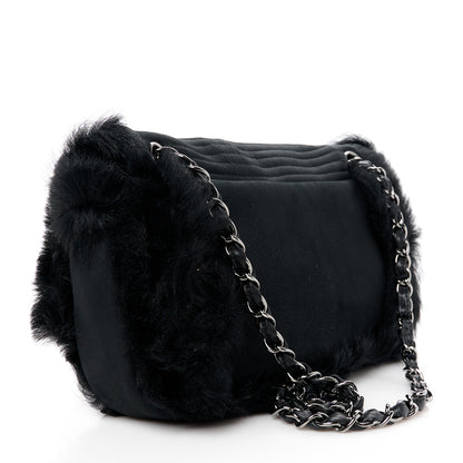 Chanel Suede Fur Quilted Flap Black 3 of 11