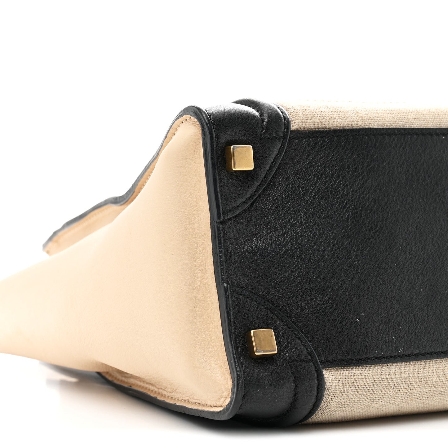 Canvas Smooth Calfskin Micro Tri-Color Luggage Natural Black Tan
