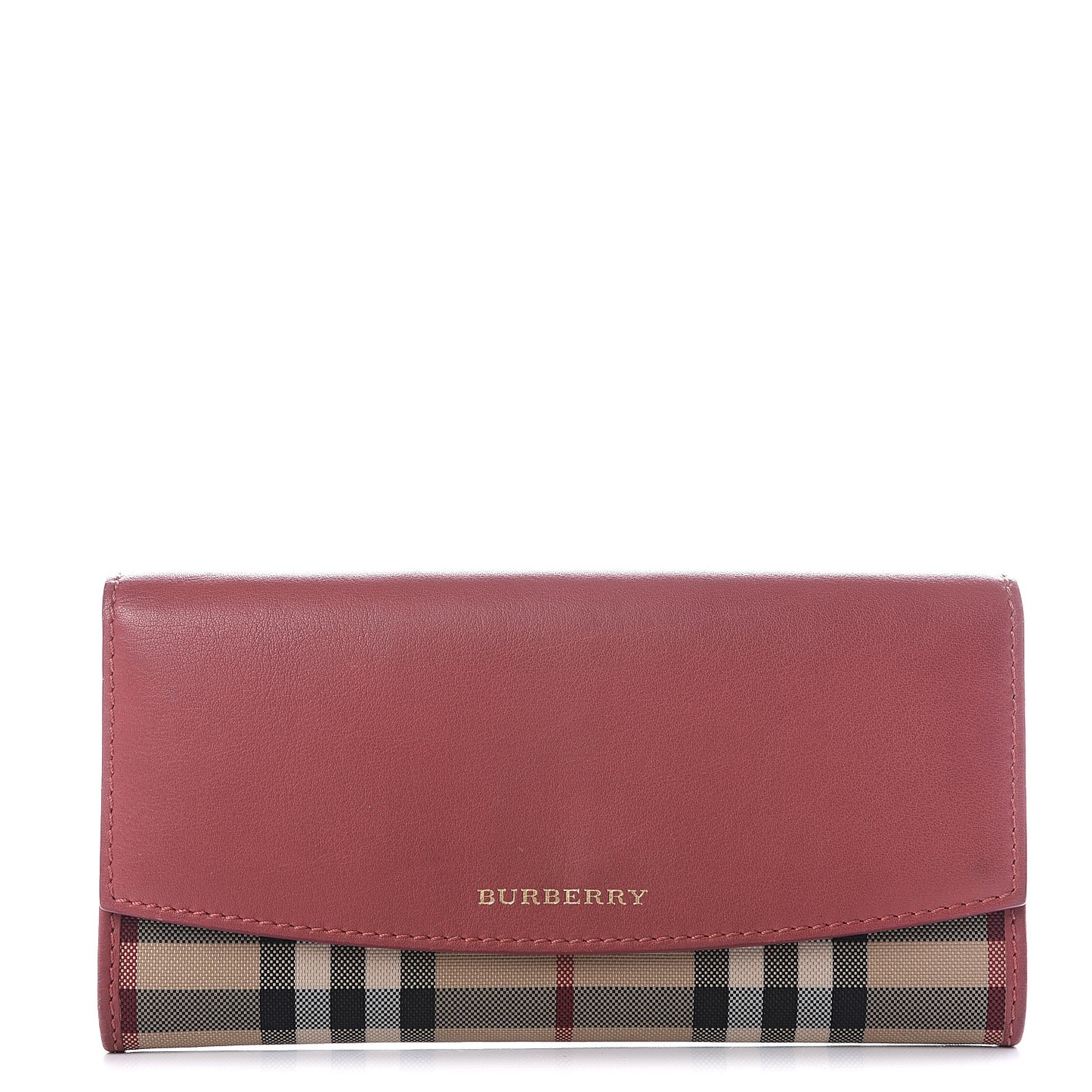Calfskin Horseferry Check Porter Continental Wallet Copper Pink
