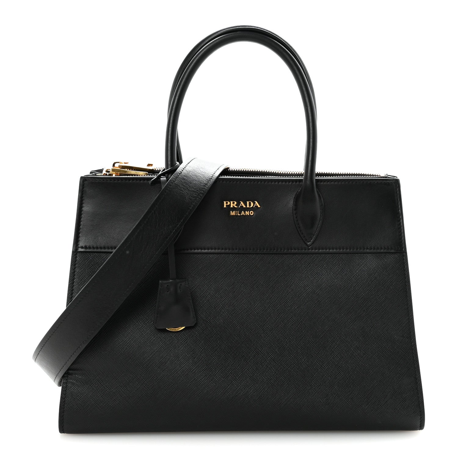 Prada Saffiano City Calfskin Paradigme Bag Black 1 of 9