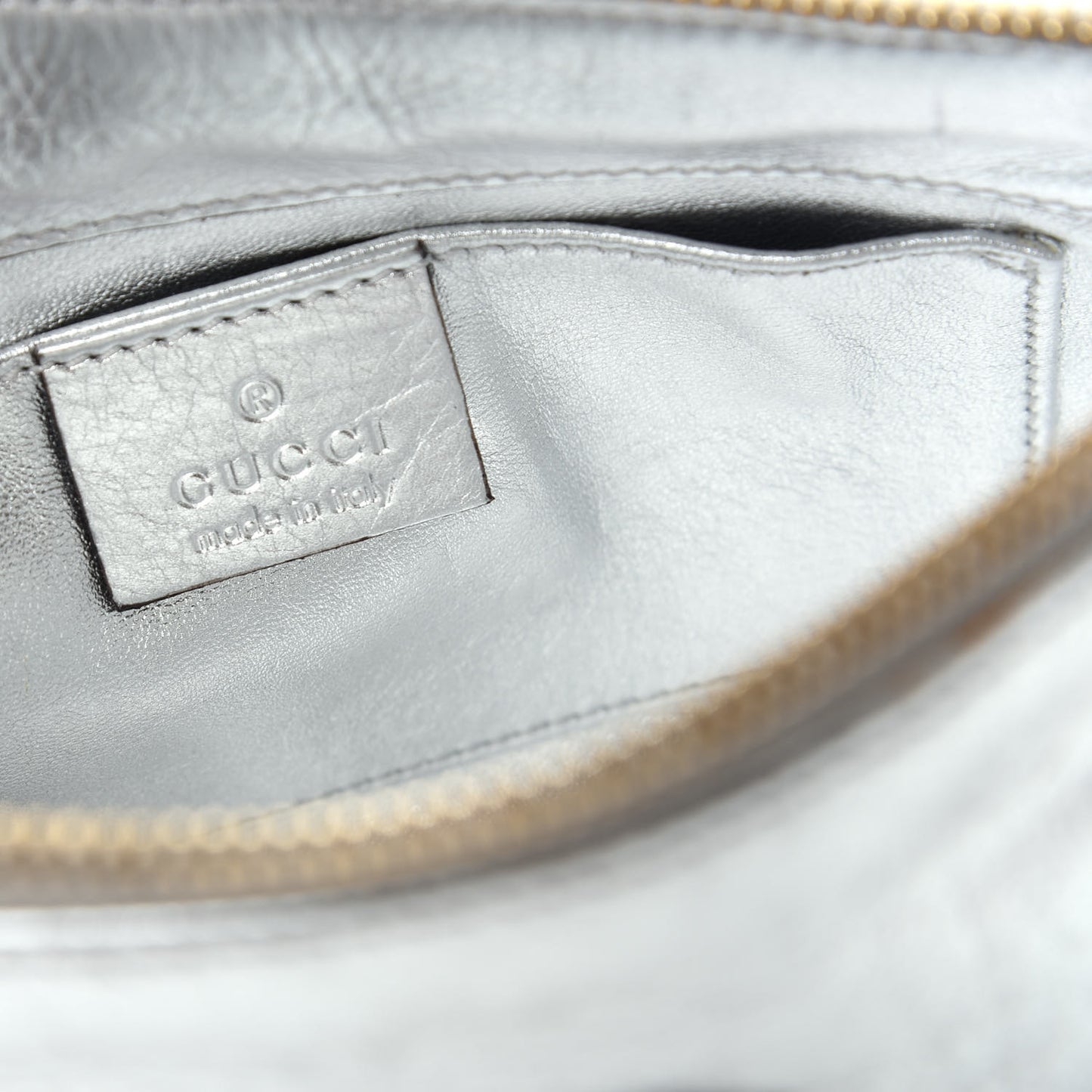 Metallic Calfskin Hysteria Clutch Silver