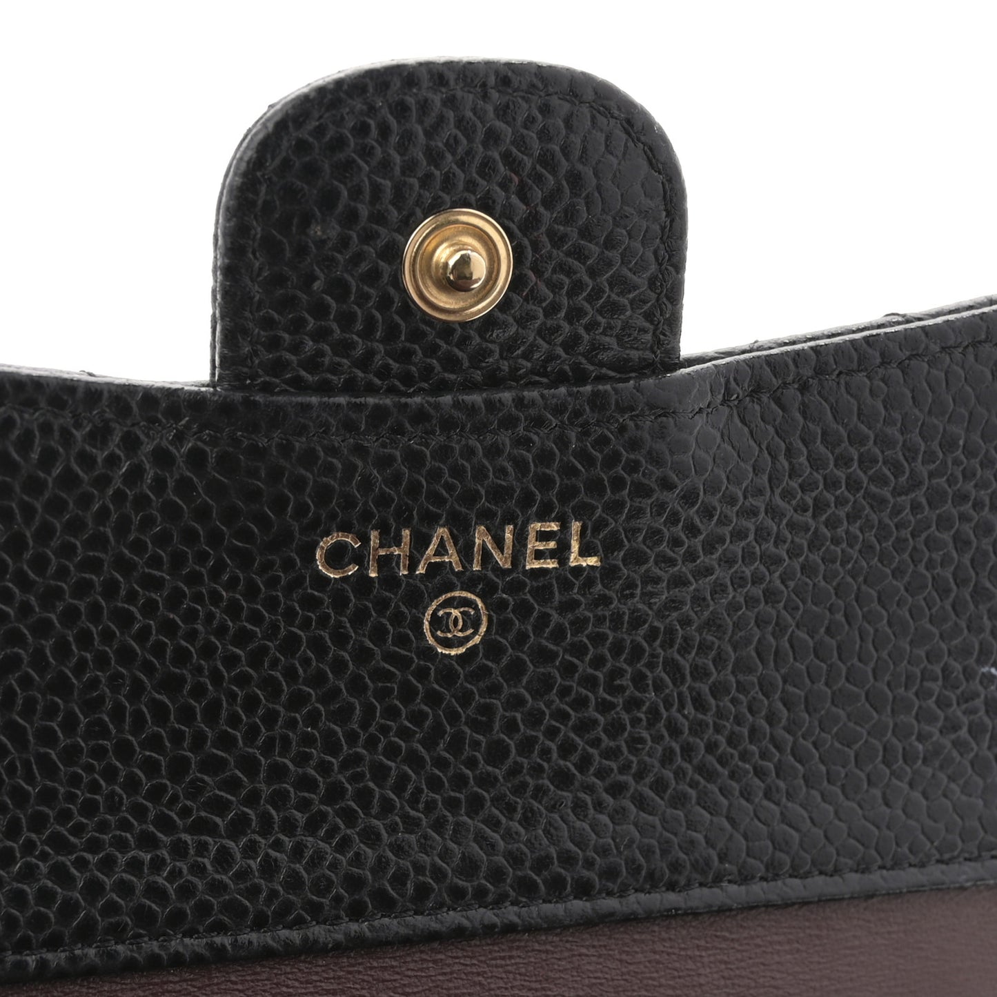 Caviar Quilted Tri-Fold Flap Wallet Black