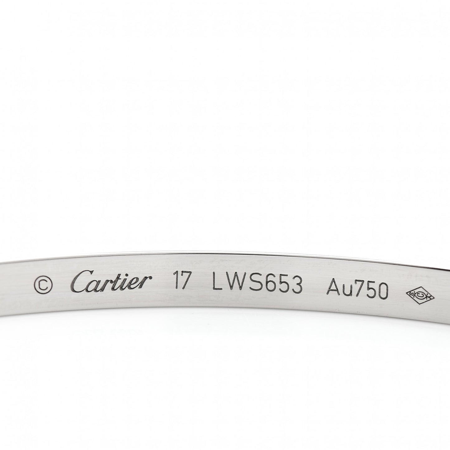 18K White Gold Small LOVE Bracelet 17