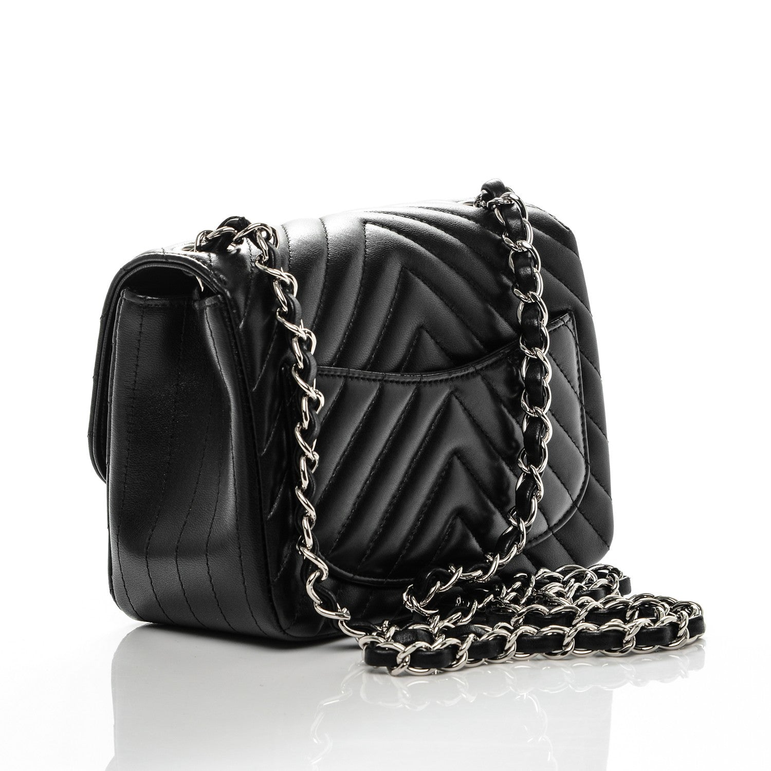 Chanel Lambskin Chevron Quilted Mini Square Flap Black 3 of 7