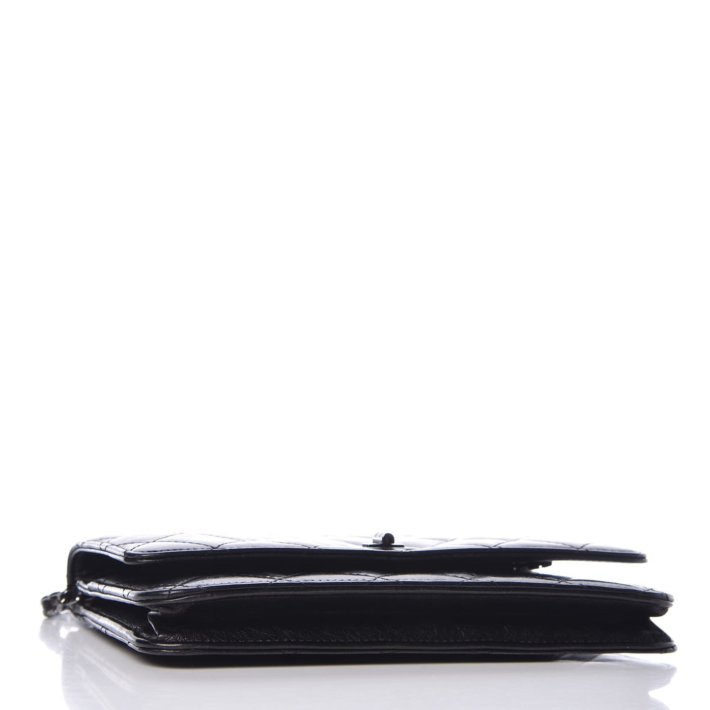 Glazed Aged Calfskin Reissue Wallet On Chain WOC Black