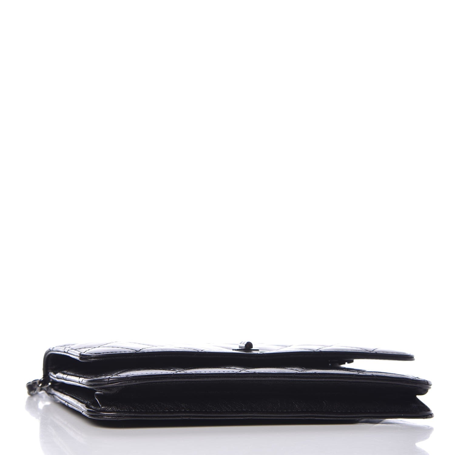Chanel Glazed Aged Calfskin Reissue Wallet On Chain WOC Black 4 of 8