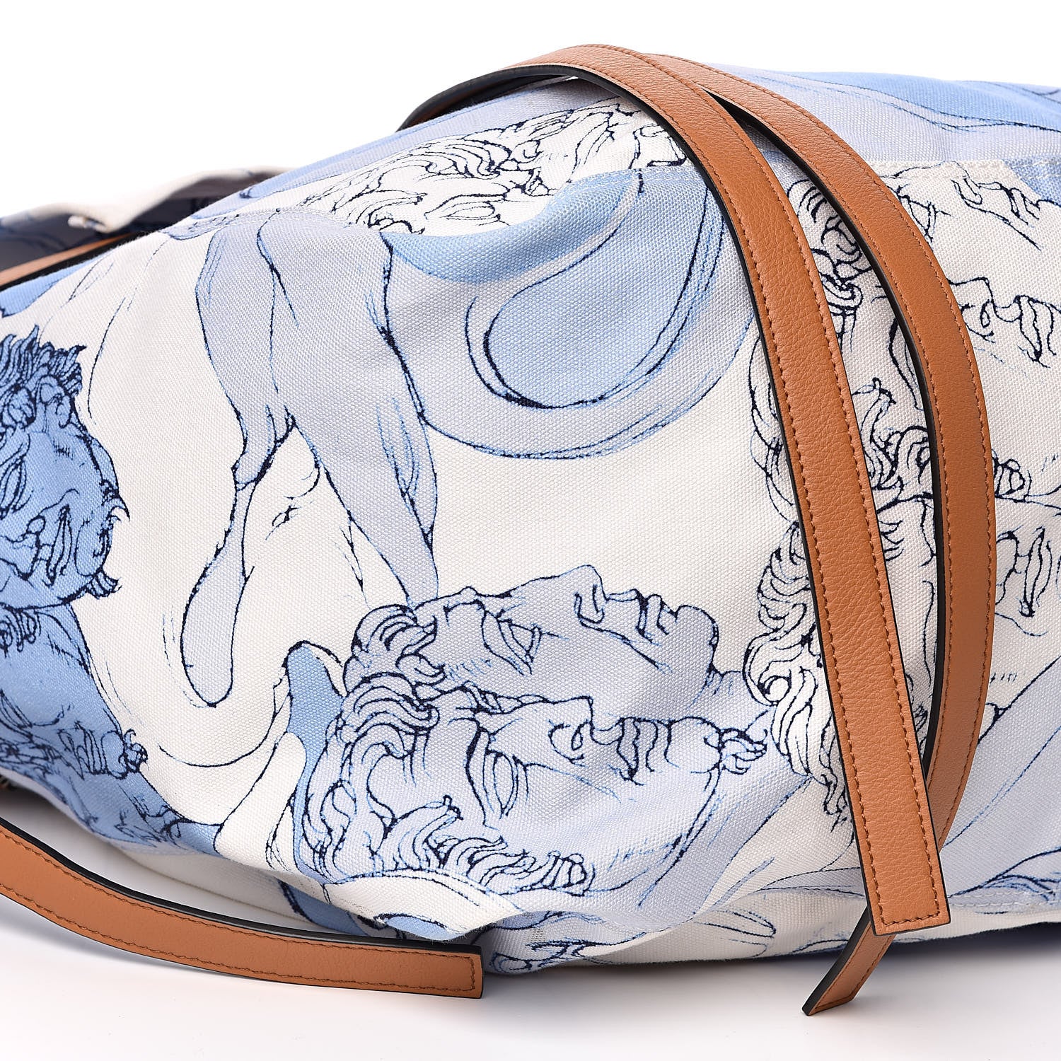 Loewe Canvas Print Faces Trimmed Shoulder Bag Light Blue White 8 of 10