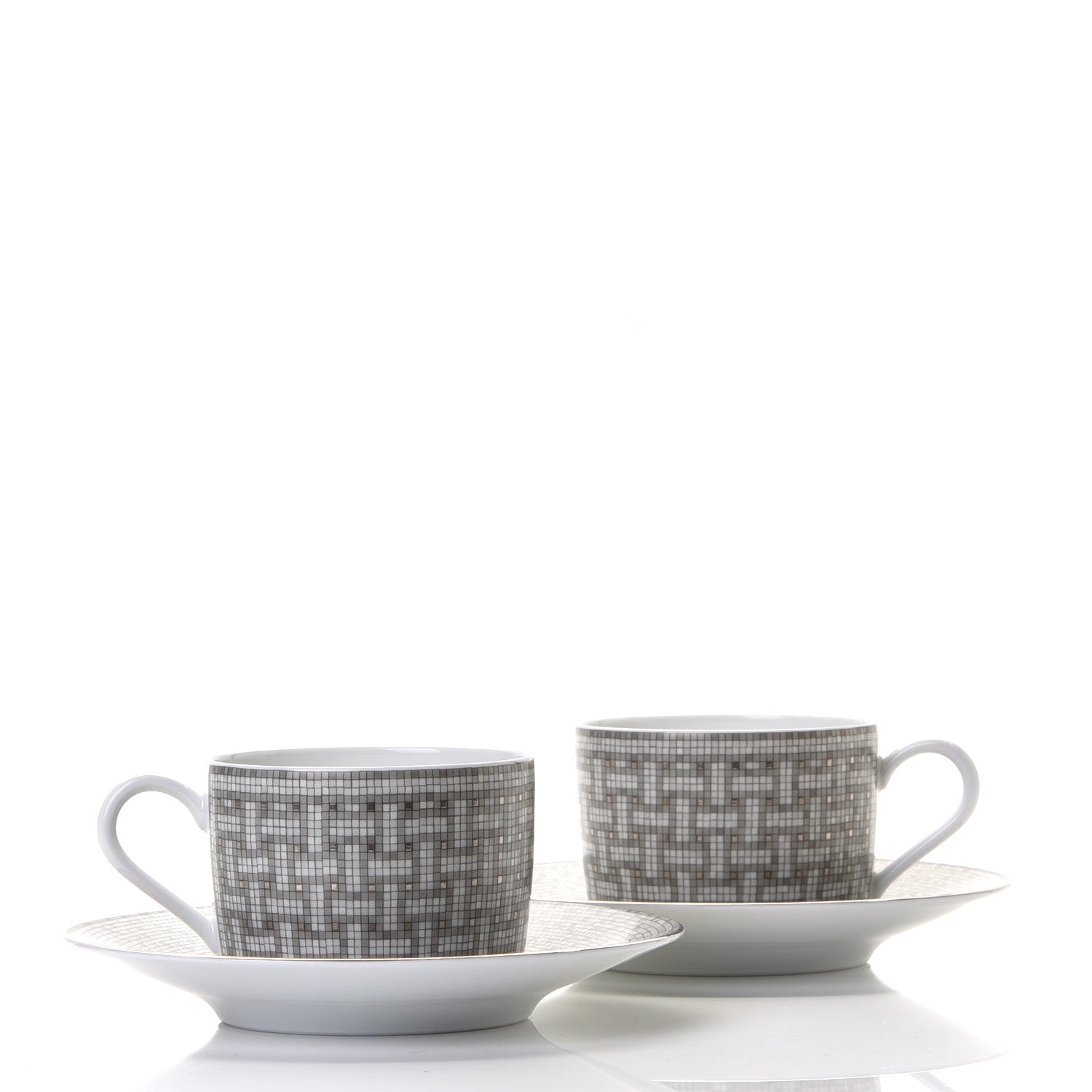 Hermes Porcelain 24 Mosaique Teapot Cup Set Platinum 8 of 12