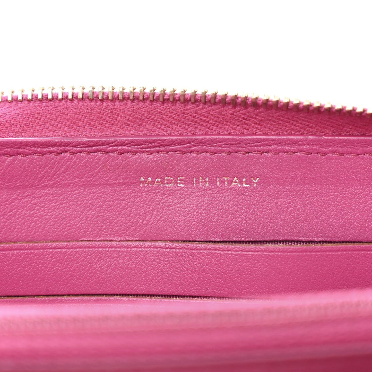 Lambskin Camellia Embossed Small Zip Around Wallet Dark Pink
