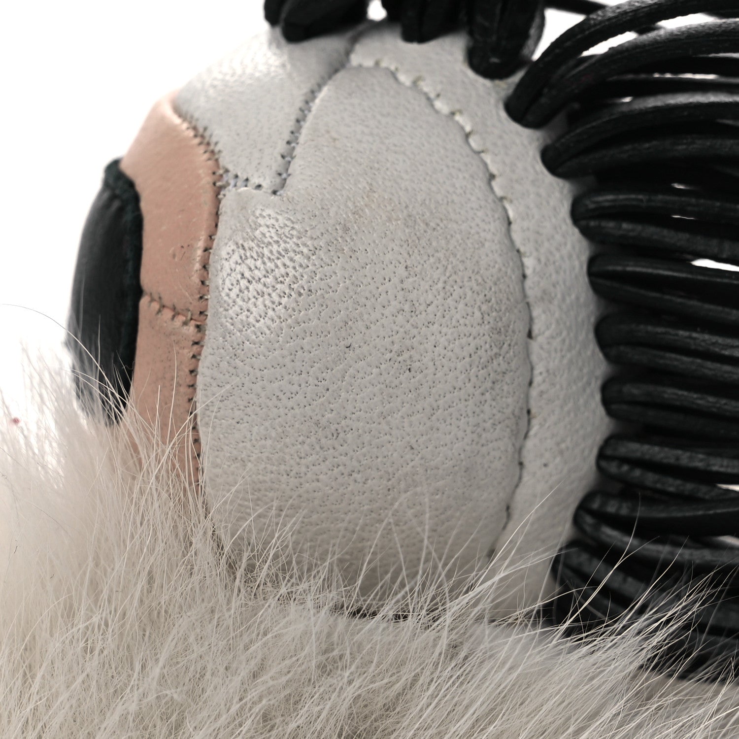 Fendi Lambskin Fox Fur Super Karlito Pom Pom Bag Charm Black White 6 of 6
