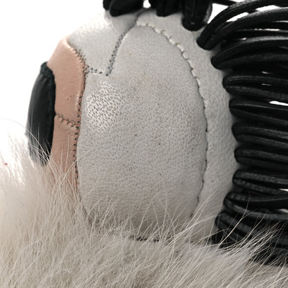 Fendi Lambskin Fox Fur Super Karlito Pom Pom Bag Charm Black White 6 of 6
