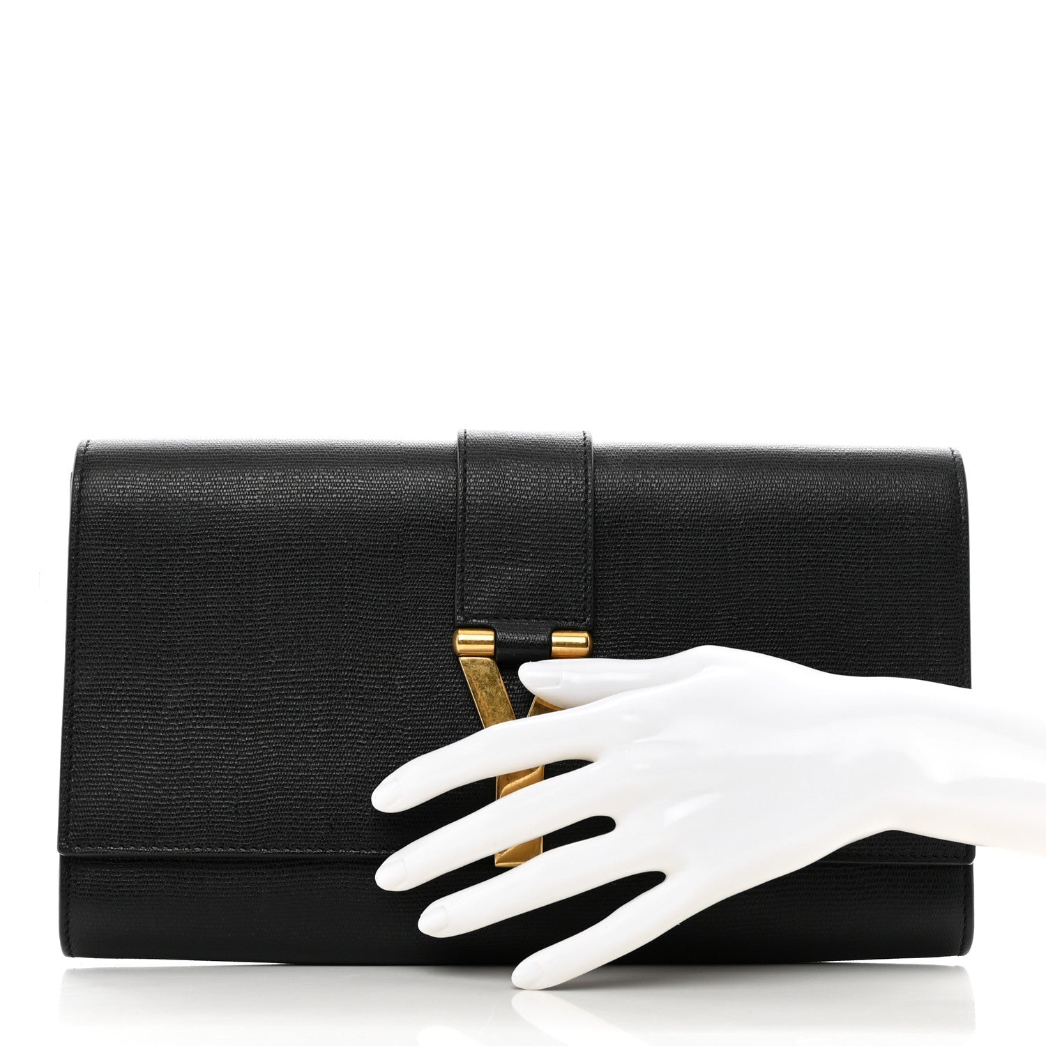 Saint Laurent Textured Calfskin Classic Y Ligne Clutch Black 2 of 10