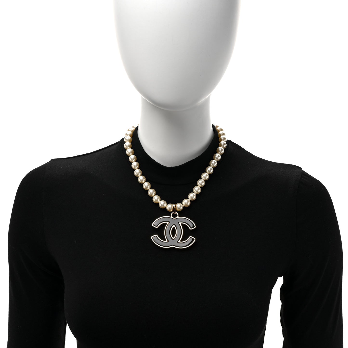Pearl Resin CC Short Necklace Gold Black