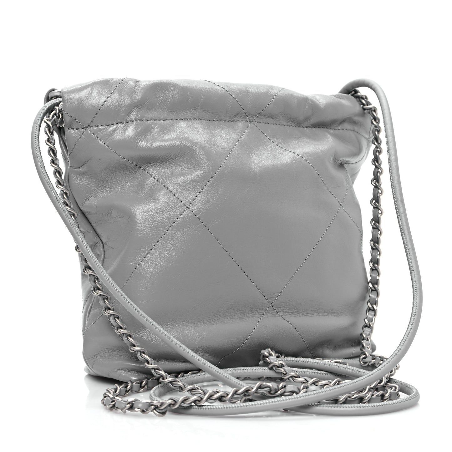 Shiny Calfskin Quilted Mini Chanel 22 Grey