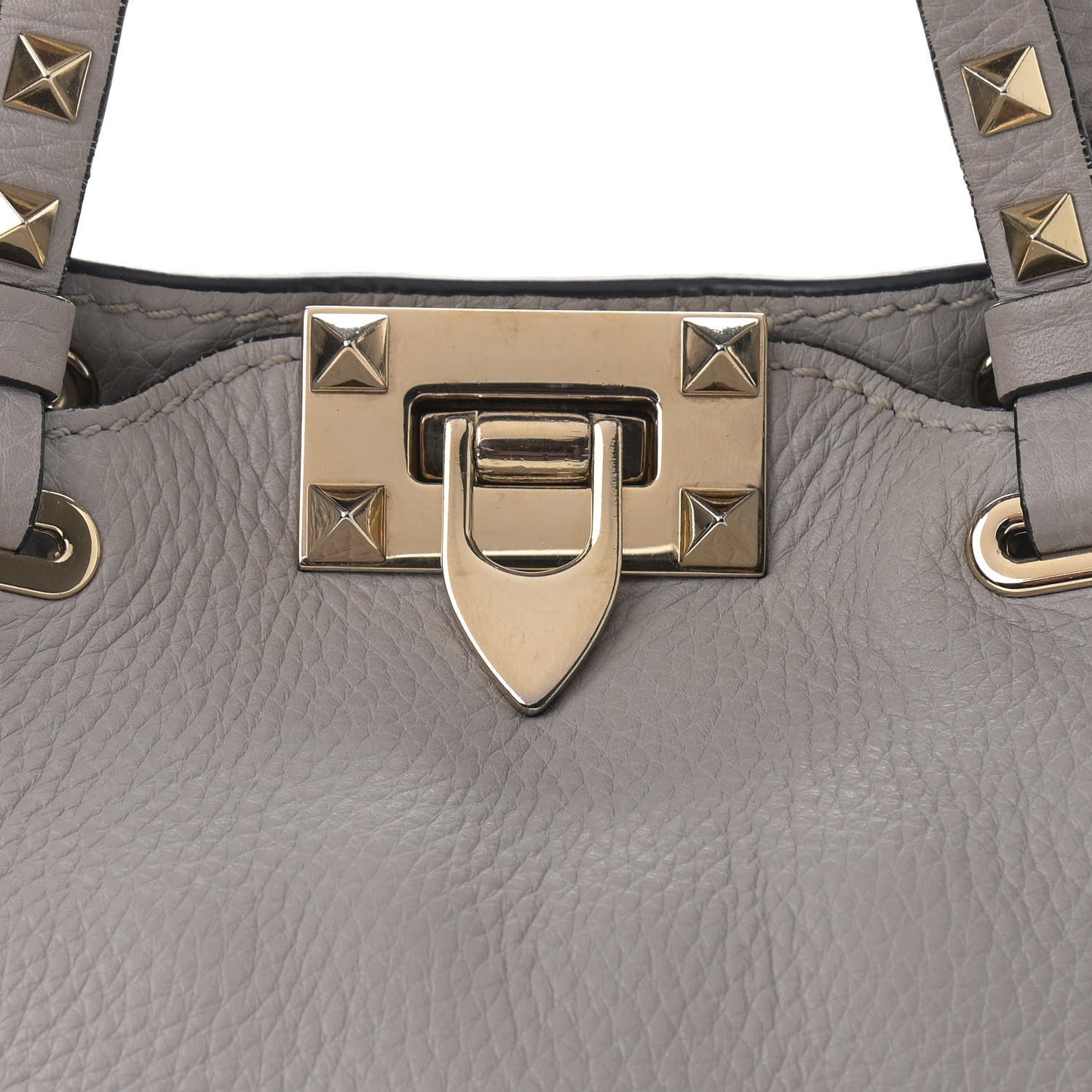 Grained Calfskin Mini Rockstud Tote Pastel Grey