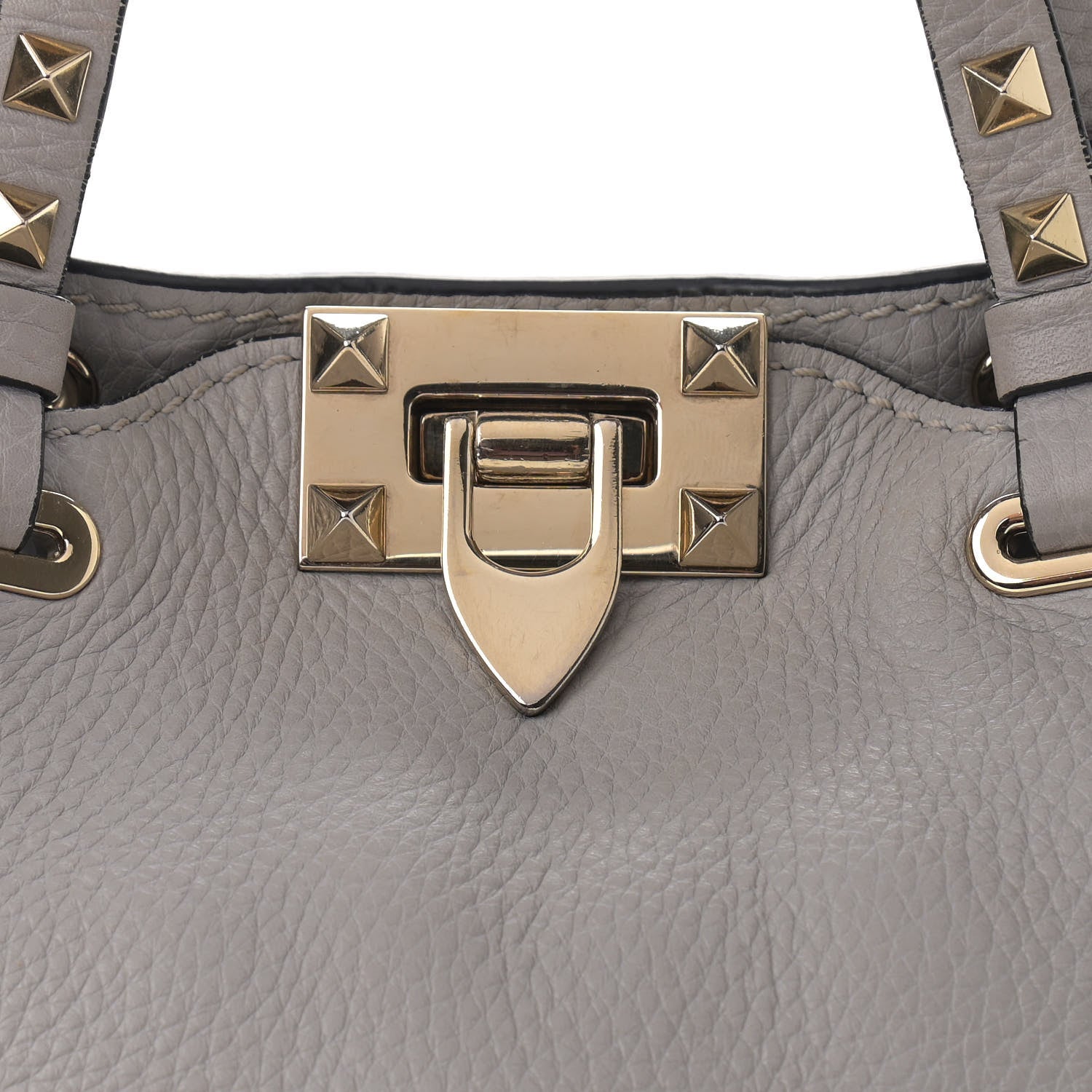 Valentino Garavani Grained Calfskin Mini Rockstud Tote Pastel Grey 7 of 10