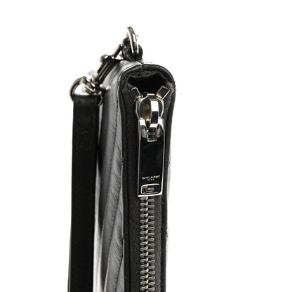 Saint Laurent Calfskin Matelasse Chevron Cassandre Monogram Document Holder Earth 11 of 11
