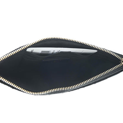 Chanel Lambskin Camellia Embossed Classic Zip Pouch Black 5 of 7
