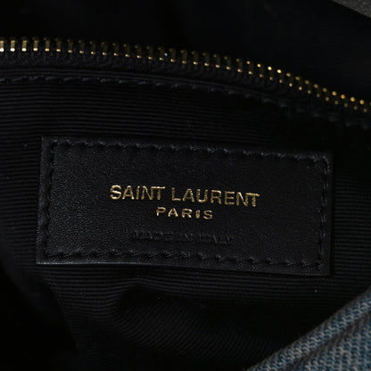 Saint Laurent Denim Quilted Toy Loulou Puffer Monogram Chain Satchel Rodeo Blue 5 of 7