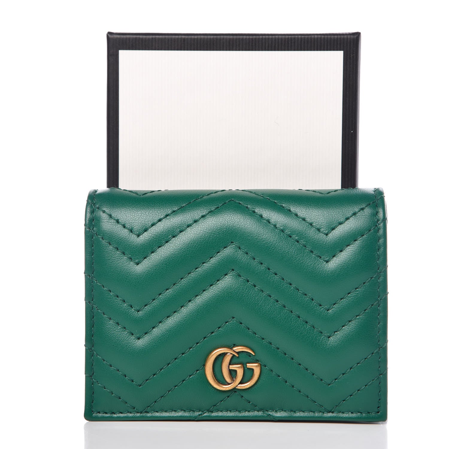 Gucci Calfskin Matelasse GG Marmont Card Case Wallet Emerald 8 of 8