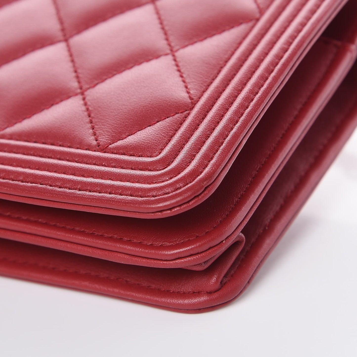 Calfskin Quilted Boy Wallet On Chain WOC Red