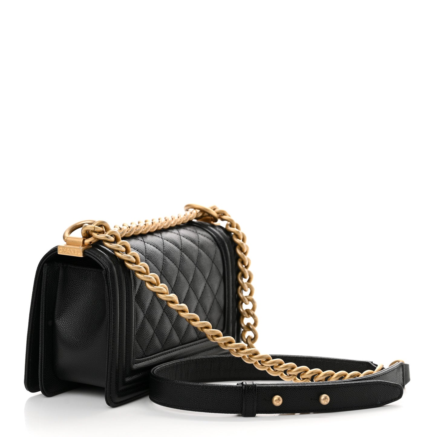 Caviar Quilted Small Boy Flap Black