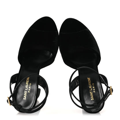Saint Laurent Velvet Jodie Platform Sandals 38 Black 2 of 11